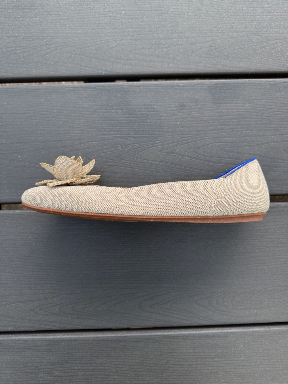 Rothy's The Petal Square Love Bird Womens Size 10.5 Beige Slip On Ballet Flats - Picture 3 of 11